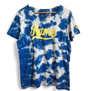 NFL Team Apparel Los Angeles‎ Rams Tie Dye T-Shirt Blue White Size L